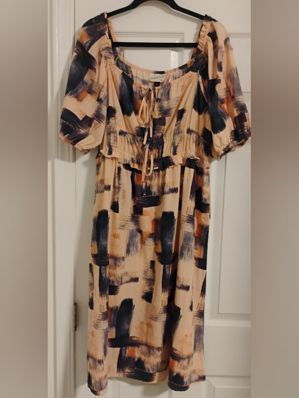Universal Thread Multi-Colored Sweetheart Neckline Puff Sleeve Dress in Size L